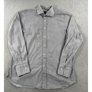 Tiziano Zorzan Shirt Men's 42/16.5 Gray Long Sleeve Collared Button Up Casual